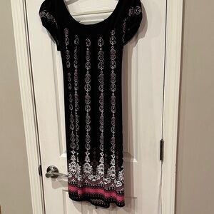 Elegant Black and Pink Patterned Dress/bathing suit cover-up